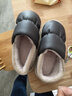 三利棉拖鞋男士秋冬季加絨保暖女全包跟可外穿厚底居家 灰色 44-45 曬單實(shí)拍圖