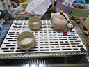 沃德百惠（WORTHBUY）茶盤(pán)托盤(pán)客廳輕奢雙層瀝水杯架茶幾小型長(cháng)方形茶具茶杯水果盤(pán)臺盤(pán) 大號透明灰帶瀝水 曬單實(shí)拍圖
