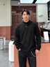 頂峰保羅（Dingfengbaoluo）休閑純色上衣男款春季亨利領(lǐng)慵懶保暖通勤針織衛衣DZX508黑色L 曬單實(shí)拍圖