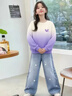 小豬班納（PEPCO）女童套裝春秋季新款休閑風(fēng)時(shí)尚設計款吊染漸變衛衣立體刺繡牛仔褲 【時(shí)尚衛衣牛仔褲春秋套裝】01 160 【推薦體重80-100斤】 曬單實(shí)拍圖