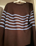 優(yōu)衣庫女裝3D棉質(zhì)圓領(lǐng)條紋針織衫/毛衣毛衫26春夏新款484504 37 栗色 L 曬單實(shí)拍圖