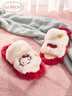 果殼（Gukoo）拖鞋秋冬HelloKitty保暖毛毛拖可愛(ài)女居家拖鞋  紅色KT 38-39 曬單實(shí)拍圖