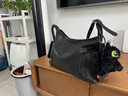 裘真新年禮物 植鞣羊皮逍遙hobo包單肩斜挎包休閑復古大容量通勤包女 黑色-大號羊皮 曬單實(shí)拍圖