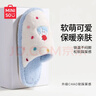 名創(chuàng  )優(yōu)品（MINISO）彩點(diǎn)狗狗卡通趣味毛毛居家鞋女秋冬可愛(ài)棉拖鞋月子鞋白藍40-41 曬單實(shí)拍圖