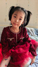 富羅迷女童連衣裙冬季甜美小香風(fēng)公主裙小女孩新年周歲網(wǎng)紗裙 酒紅 120 曬單實(shí)拍圖