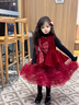 G.duck女童公主裙冬裝2025新款兒童網(wǎng)紗背心連衣裙小女孩絲絨禮服圣誕裙 酒紅色 140 適高130-140cm年齡9-10歲 曬單實(shí)拍圖