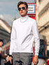 布先生半高領(lǐng)打底長(cháng)袖上衣秋冬新款休閑男士t恤 象牙白 L/175  曬單實(shí)拍圖