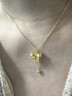 中國黃金（CHINA GOLD）黃金蝴蝶結項鏈女款足金圓珠流蘇吊墜婦女節生日禮物送女友愛(ài)人 【今/次日達】蝴蝶結吊墜+S925圓珠鏈 約0.3g 曬單實(shí)拍圖
