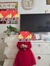 戴維貝拉女童毛衣連衣裙寶寶國風(fēng)網(wǎng)紗裙冬裝兒童紅色裙子 曬單實(shí)拍圖