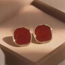 瑞泓祥999純銀耳針紅色方形耳釘女安可拉紅耳環(huán)輕奢高級感氣質(zhì)秋冬耳飾 999純銀耳針-紅色方形耳釘一對 曬單實(shí)拍圖