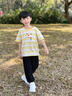 嘟嘟家男童T恤夏季女童條紋短袖夏裝兒童立體卡通上衣寶寶圓領(lǐng)衣服童裝 黃色系條紋 120 曬單實(shí)拍圖