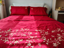 紅豆高端結婚床上四件套1.5/1.8米床上用品雙人被罩非全棉婚慶紅色婚房床單被套2*2.3米連 曬單實(shí)拍圖