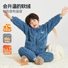 多多家【小熊頭刺繡】男童家居服冬季麻花珊瑚絨睡衣兒童外套褲子兩件裝 曬單實(shí)拍圖