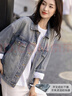 德瑪納【丹寧記憶】秋季復古通勤磨白翻領(lǐng)寬松小個(gè)子氣質(zhì)女式牛仔外套 曬單實(shí)拍圖