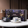 CLITON鳶尾花陶瓷咖啡杯碟 2只高檔情侶對杯水杯結婚新婚禮物禮盒套裝 曬單實(shí)拍圖