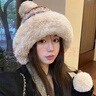 COSMICKISS毛絨針織帽女秋冬季保暖加厚防寒甜美球球復古民族風(fēng)護耳毛線(xiàn)帽子 三球毛絨提花-卡帶-均碼 曬單實(shí)拍圖