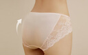 金三塔女式內褲100%桑蠶絲中腰蕾絲性感三角褲真絲內褲女 裸色 1條 L 曬單實(shí)拍圖
