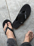 LURAD 人字拖男士夏季時(shí)尚沙灘外穿涼拖鞋 黑色 39-40 曬單實(shí)拍圖