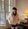 菲司爾特2025秋冬新款仿狐貍毛皮草外套女時(shí)尚洋氣毛毛短款外套小香風(fēng)大衣 奶茶杏色 內里加棉 L 【適合110-125斤】 曬單實(shí)拍圖