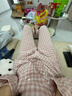 MUJI[自營(yíng)限定款]女士無(wú)側縫 雙層紗織睡衣  軟棉棉內衣 淺粉色格紋 S 曬單實(shí)拍圖