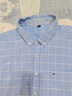 春秋季純棉長(cháng)袖襯衫男商務(wù)休閑100%全棉襯衣大碼格子免燙上衣 NJF002大藍格 46 建議200-220斤 曬單實(shí)拍圖