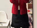 三彩2026春季新款復古波點(diǎn)半身裙高腰木耳邊短裙直筒裙M 黑色幾何 L 曬單實(shí)拍圖
