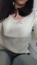 衣然呈品甜美花邊長(cháng)袖針織衫女士春秋新款蝴蝶結設計感打底衫毛衣開(kāi)衫內搭 杏色 均碼 曬單實(shí)拍圖