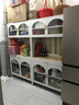 帥仕（shuaishi）廚房置物架櫥柜餐邊柜微波爐收納柜落地置物柜儲物柜碗筷柜收納柜 【防爆玻璃-雙開(kāi)門(mén)】白100長(cháng) 曬單實(shí)拍圖