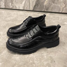 戈耐（GENAI）男士休閑皮鞋男生新郎結婚隱形內增高百搭潮商務(wù)鞋真皮透氣男鞋子 黑色【真牛皮】6cm內增高 四季款 41 (255mm) 曬單實(shí)拍圖