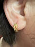 DAISY DREAM玫瑰劉亦菲同款圈圈耳環(huán)女高級感耳釘耳圈耳扣顯瘦金屬銀針耳飾 金色菱格耳扣【1.4cm】 曬單實(shí)拍圖