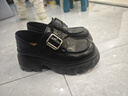百麗（Belle）復古皮帶扣牛皮樂(lè )福鞋女2026春新商場(chǎng)厚底樂(lè )福鞋F2M1DAM6預售 黑色 36 曬單實(shí)拍圖