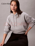 Calvin KleinJeans春秋女士美式運動(dòng)風(fēng)休閑通勤ck老花刺繡寬松連帽短款衛衣 曬單實(shí)拍圖