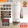 SZTAA保溫杯咖啡杯316不銹鋼陶瓷男女士吸管杯便攜車(chē)載水杯茶杯伴手禮 白色520ml咖啡杯 曬單實(shí)拍圖