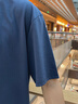 名創(chuàng  )優(yōu)品（MINISO）短袖男款深藍正肩圓領(lǐng)冰絲涼感夏季半截袖男士大碼oversize上衣男 海藍(自由意志胸標) XL /180(耐洗耐穿涼感透氣) 曬單實(shí)拍圖