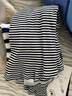 德瑪納【假兩件條紋復古】春秋新V領(lǐng)休閑長(cháng)袖女舒適棉氨針織女式t恤女 曬單實(shí)拍圖