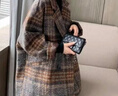 皮爾卡丹【加棉不加棉】格子毛呢外套女中長(cháng)款2026秋冬新流行韓版呢子大衣 咖啡色【加棉加厚】 2XL  135-160斤 曬單實(shí)拍圖