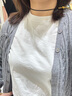 拇指白小T三防圓領(lǐng)純色T恤長(cháng)袖純棉秋季新款百搭男女款打底衫 女士皓白 L 曬單實(shí)拍圖
