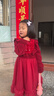 富羅迷女童連衣裙冬季加絨保暖新中式紅色禮服裙兒童公主裙 紅色 120cm  曬單實(shí)拍圖