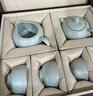 青澹墨雅天青汝窯 茶壺套組開(kāi)片冰裂釉功夫泡茶壺 景德鎮手工陶瓷禮盒裝 玉珠6件套 曬單實(shí)拍圖