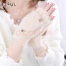 Tsful手套女保暖秋冬季毛絨可愛(ài)寫(xiě)字辦公半指翻蓋手套騎行開(kāi)車(chē)防寒防風(fēng) 曬單實(shí)拍圖