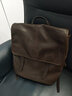 裘真情人節植鞣羊皮信使系列豎款雙肩包大容量上班通勤休閑背包新款 咖啡色 曬單實(shí)拍圖