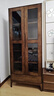 實(shí)木書(shū)柜三門(mén)書(shū)柜帶玻璃門(mén)落地家用防塵書(shū)架置物架客廳組合展示柜 胡桃色兩門(mén)書(shū)柜80長(cháng)/40寬/195高 曬單實(shí)拍圖