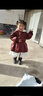 迪士尼（DISNEY）女童紅色加絨花邊皮衣派克服外套26新款冬裝中長(cháng)款小香風(fēng)年服風(fēng)衣 紅色花邊皮外套【加絨】 140 cm 曬單實(shí)拍圖