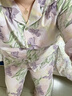 頂瓜瓜頂呱呱睡衣女春秋純棉開(kāi)襟長(cháng)袖可外穿家居服套裝女紫花 XL(170) 曬單實(shí)拍圖