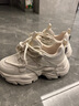HR赫蓮娜女鞋子2025冬季新款厚底老爹鞋舒適百搭休閑小白鞋 米色 38 曬單實(shí)拍圖