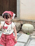 班喜迪女童夏裝套裝2026新款洋氣兒童短袖短褲兩件套寶寶衣服夏季小童裝 紅格子 100 曬單實(shí)拍圖