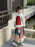 安妮優(yōu)兒（Anneyol）漢服女童冬季2025新款兒童國風(fēng)冬裝拜年服古風(fēng)加絨加厚古裝馬面裙 紅色套裝【上衣+裙子】 130 曬單實(shí)拍圖