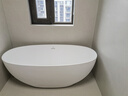 特拉維爾（TW）獨立式人造石浴缸單雙人家用小戶(hù)型酒店民宿橢圓形厚薄邊浴缸 8507【薄邊款】啞光白 1.5m 曬單實(shí)拍圖