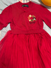 暇步士（Hush Puppies）童裝女童連衣裙中大童甜美長(cháng)袖裙拜年服新年款 經(jīng)典紅   110    曬單實(shí)拍圖