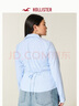 HOLLISTER25秋冬Y2K修身條紋系帶府綢襯衫女裝340-5486 藍色條紋 XS (160/80A) 曬單實(shí)拍圖